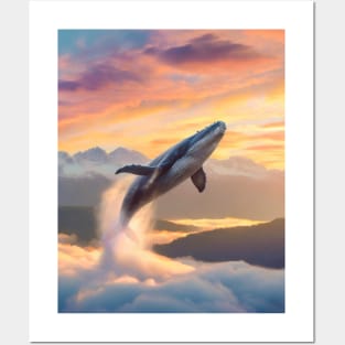 flying whale Posters and Art